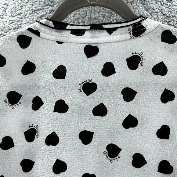 Zara Women's Small Heart Blouse Button Collar 3/4 Sleeves Sheer Valentine's Day - Picture 10 of 10